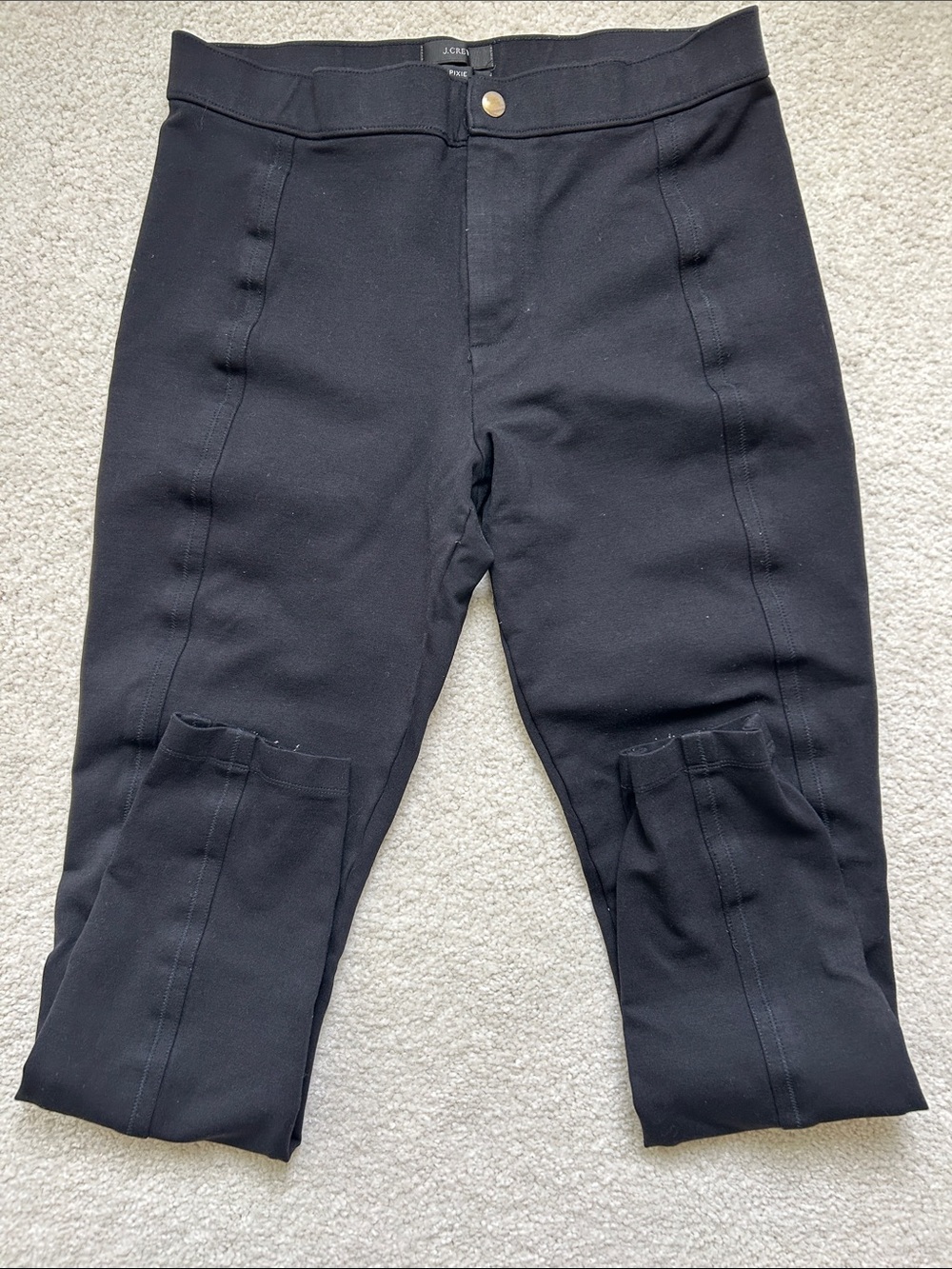 J. Crew Pixie Black Ponte Pants with Gold Button